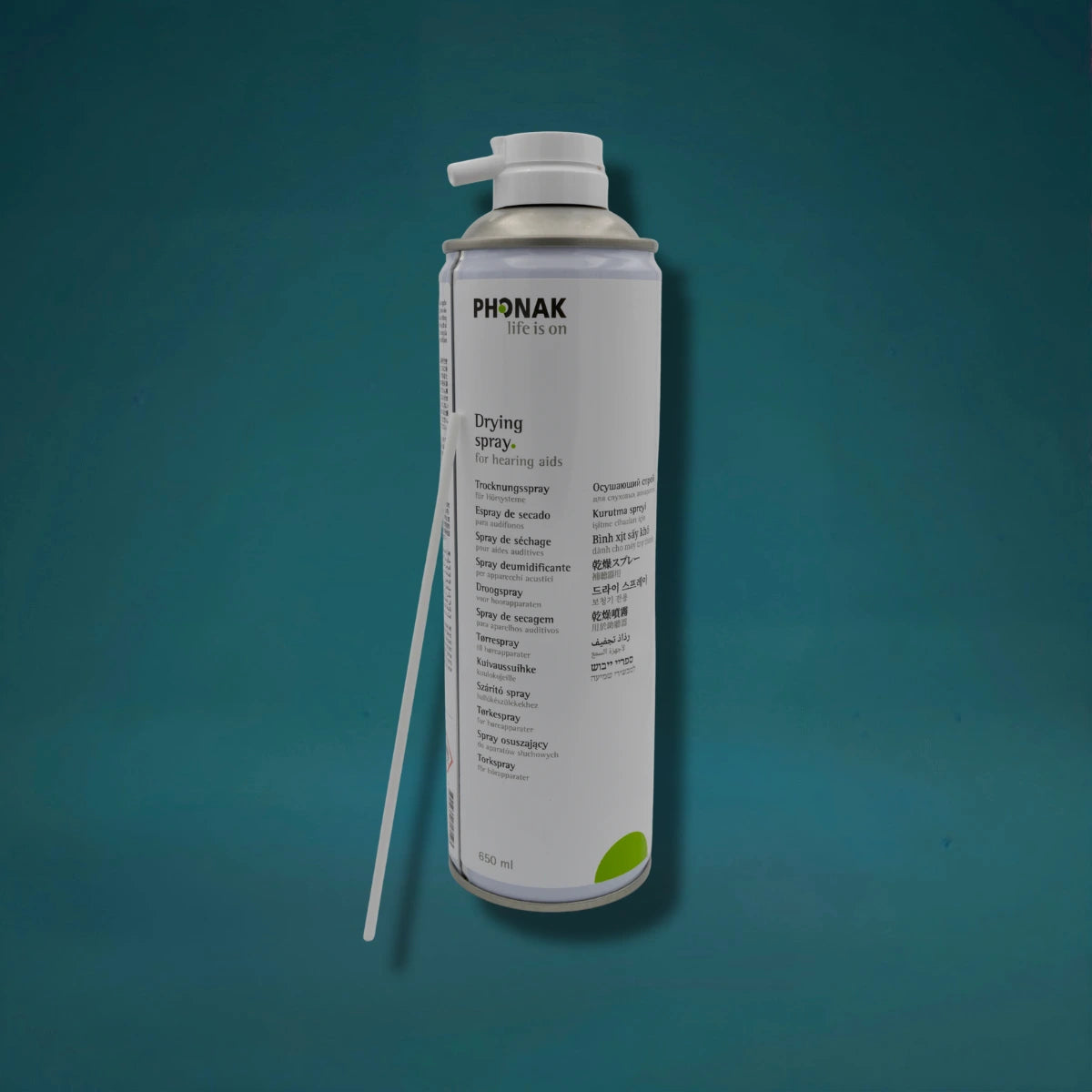 Phonak Trocknungsspray 650 ml, Dose mit geöffneter Sprühkappe
